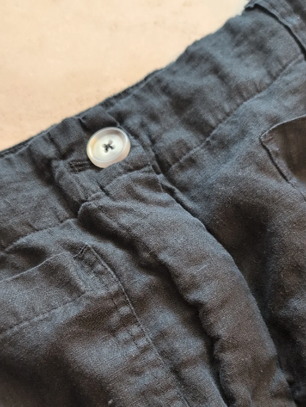 Quince 100% European Linen Patch Pocket Wide Leg Pants Black Size 16